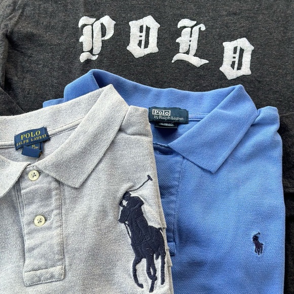 POLO 👕 Ralph Lauren Boys All Cotton Knit Shirt & Long Sleeve Tee Group - Sz XL - Picture 1 of 16
